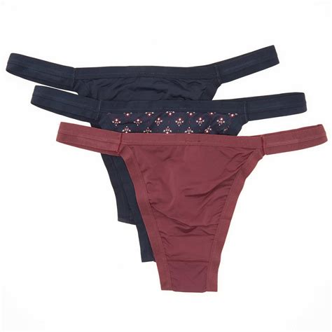 Lot De Tangas En Microfibre Lingerie Du S Au Xxl Noir Bordeaux