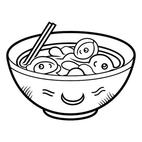 Libro De Colorear Para Ni Os Cuenco De Sopa China Con Palillos Vector