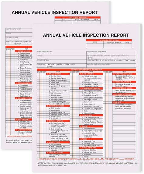 50 Pack Annual Vehicle Inspection Report Form Australia | Ubuy
