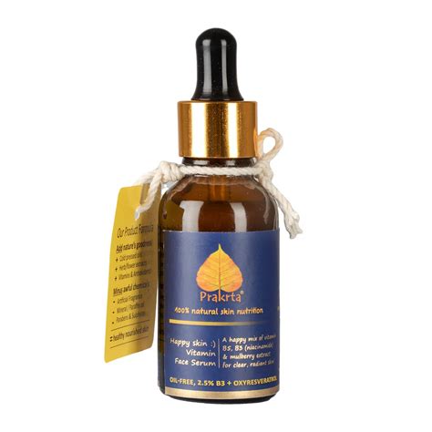 Prakrta Happy Skin Vitamin Face Serum Oil Free Formula With Niacinamide Hyaluronic Acid