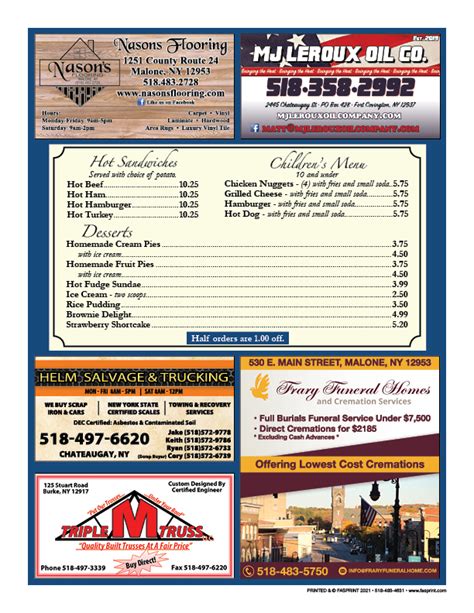 Sunrise Cafe Fasprint Menus