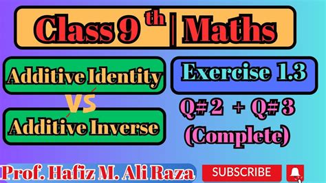 Ex 1 3 Q 02 Q 3 Complete Difference B W Additive Inverse