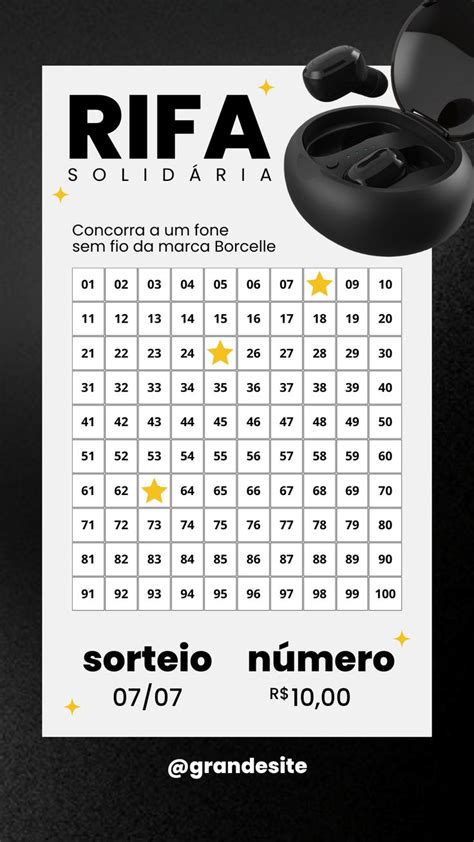 Instagram Story rifa solidária moderno preto Instagram template