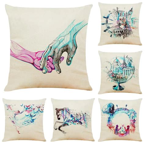 Zeroomade Colorful Cotton Linen Cushion Covers Pillowcases Morden Pattern Throw Pillow Cases For