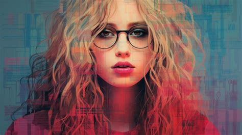 Premium Ai Image A Woman With Glasses And A Red Shirt