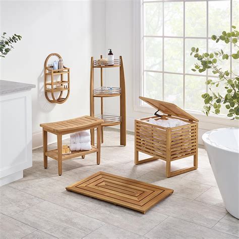 The Rubberwood Towel Hamper Hammacher Schlemmer