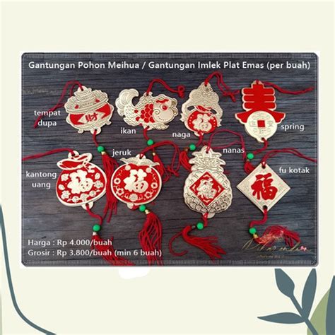 Jual Hiasan Gantungan Pohon Meihua Meihwa Plat Emas Ornamen Imlek