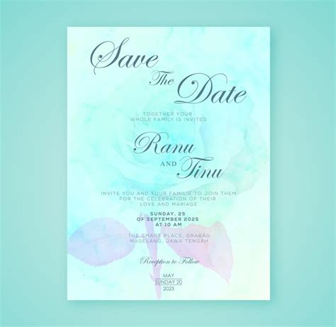 Una Invitaci N Azul Y Verde Para Una Boda Vector Premium