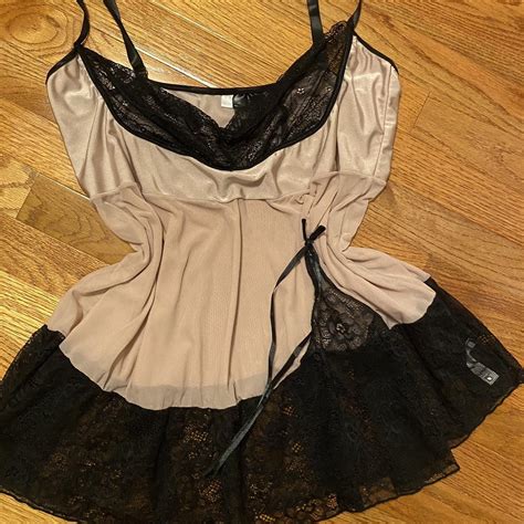 Cute Pink And Black Lingerie Top Black Lace Detail Depop