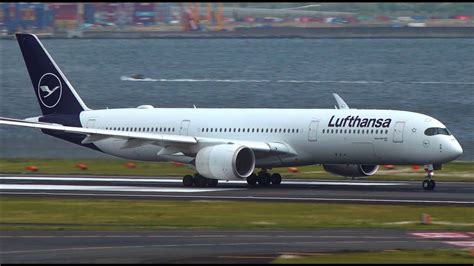 Lufthansa Airbus A350 900 Boeing 747 8 Takeoff From Haneda Runway 16L