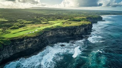 Dramatic Coastal Cliffs Crashing Waves An Aerial View Premium Ai