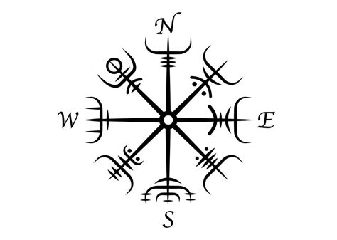 The Compass Is Drawn In Black Ink On A White Background