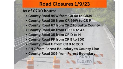 Glenn County Announces Several Road Closures On Monday