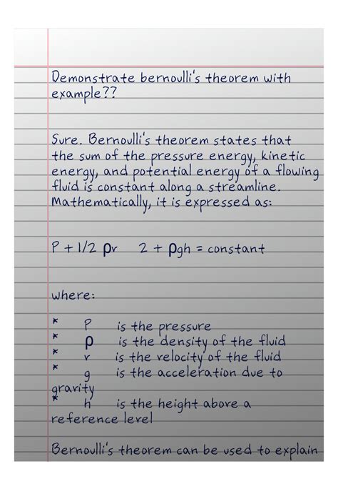 Solution Bernoulli S Theorem With Example Studypool