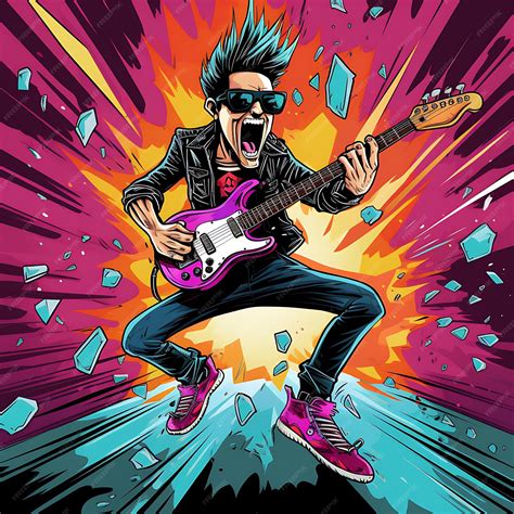 Premium Photo Ilustration Art Pop Art Style Funny Rock Star Cartoon