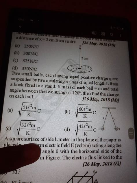 Two Small Balls Each Having Equal Positive Charge Q Are Suspended By Two