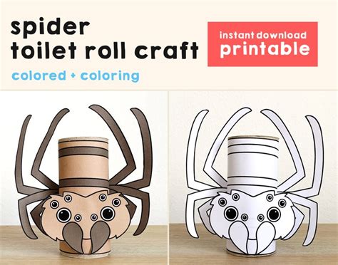 Spider Toilet Paper Roll Craft Bugs Insects Party Coloring - Etsy