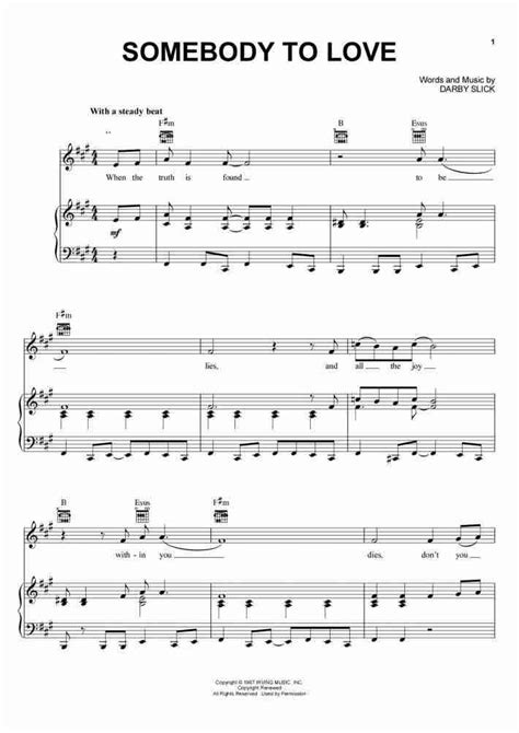 Somebody To Love Piano Sheet Music Onlinepianist