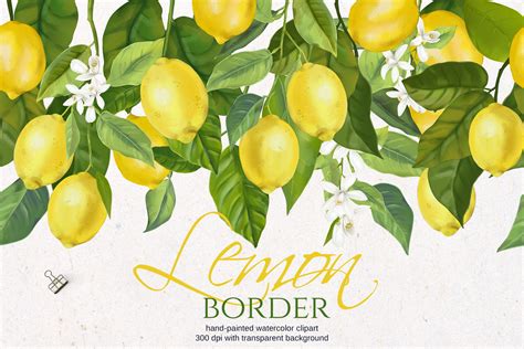 Lemon Seamless Border PNG Clipart Graphic by Elena Dorosh Art · Creative Fabrica