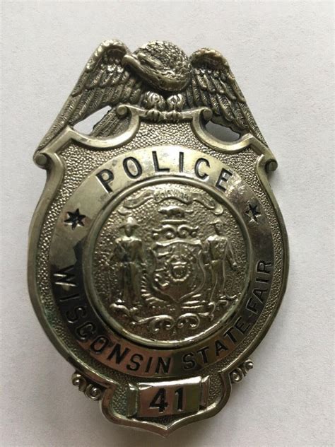 WISCONSIN STATE FAIR PARK POLICE DEPARTMENT OFFICER BADGE VINTAGE ...