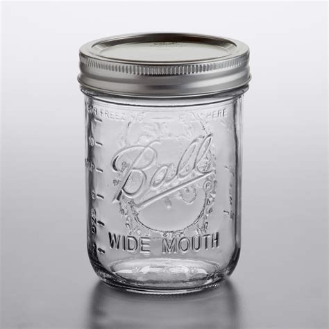 Ball 66000 16 Oz Pint Wide Mouth Glass Canning Jar With Silver Metal Lid And Band Bulk 12 Case