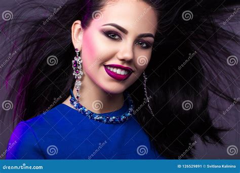 Charming And Hot Brunette Stock Image Image Of Lipstick 126529891