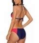 Womens Halter Bikini Triangle Bathing Suit Color Block Swimsuit Sets Red Navy CV LKS