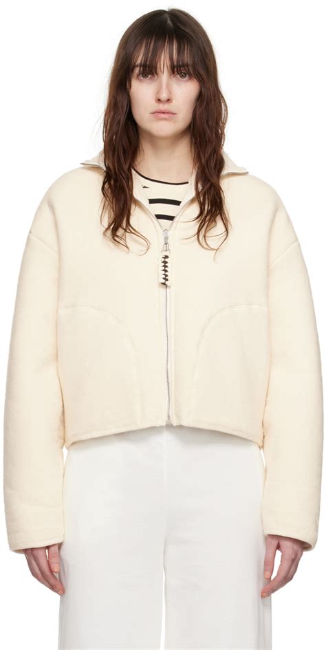 Jil Sander Blouson blanc cassé à col droit SSENSE France