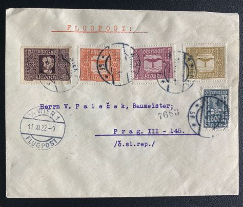 1922 Vienna Austria Early Airmail Cover To Prague Czechoslovakia EBay