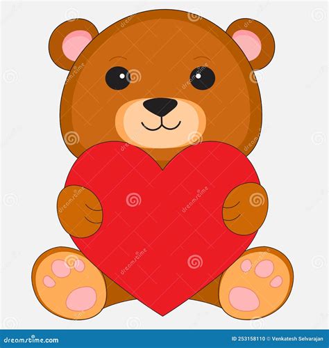 Teddy Bear With Heart Vector Illustration Stock Vector Illustration