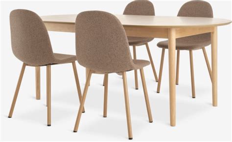 MARSTRAND L200 280 table chêne 4 EJSTRUP chaises sable f JYSK