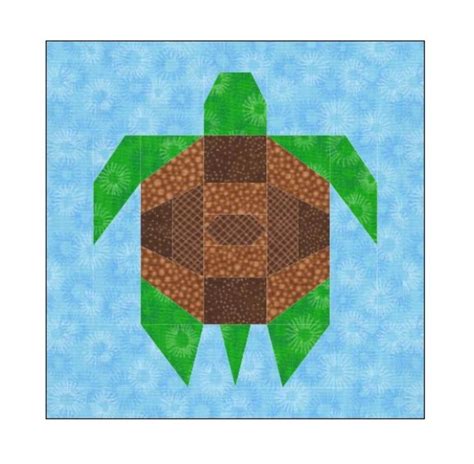 Sea Turtle Quilt Block Paper Pieced Pattern Etsy Turtle Quilt Sea