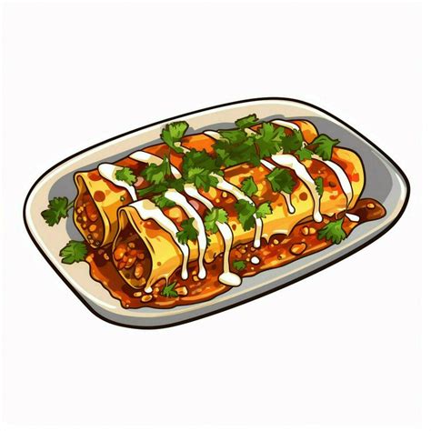 Enchiladas D Vector Illustration Cartoon In White Backgro