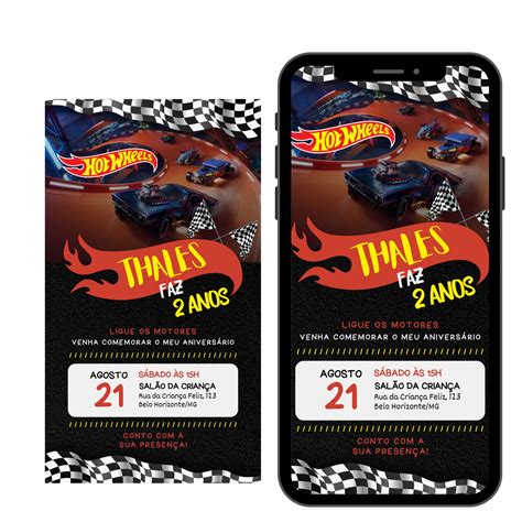 Convite Digital Aniversário Hot Wheels Elo7 Produtos Especiais