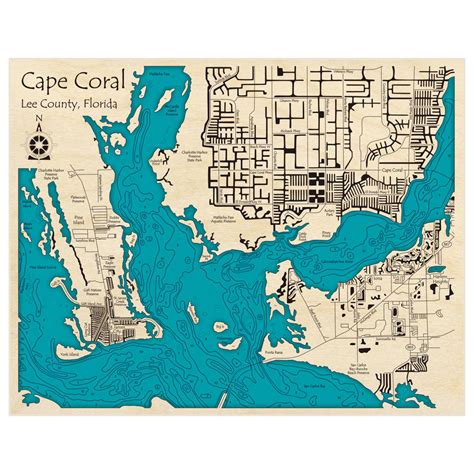 Cape Coral 3D Custom Wood Map – Lake Art LLC