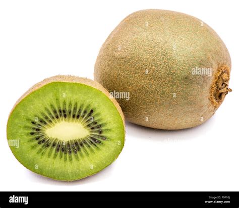 Sliced Kiwi Fruit Chinese Gooseberry Two Halves Isolated On White