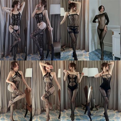 Freeauce Women Body Underwear Sexy Lingerie Open Crotch Teddy Bodystockings Black Bodysuit