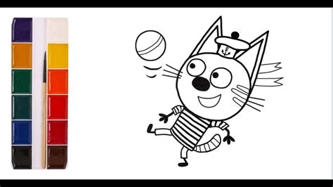 ТРИ КОТА. КОРЖИК. Раскраска для детей. - YouTube