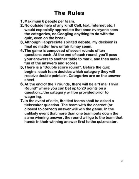 Trivia Night Questions and Answers