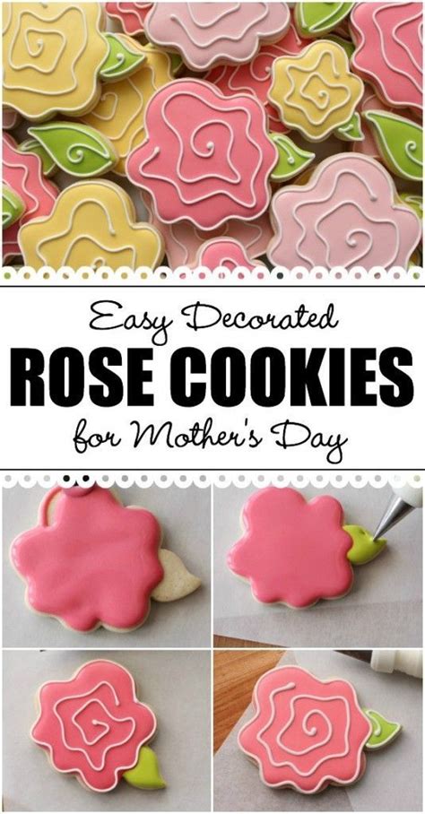 Make Easy Whimsical Rose Cookies In Three Easy Steps Rose Cookies Flower Sugar Cookies Cookies