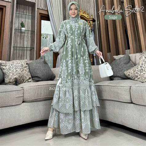 Jual Zazaa Label Anabela Set Gamis Dewasa Ceruty Babydoll Busui Motif