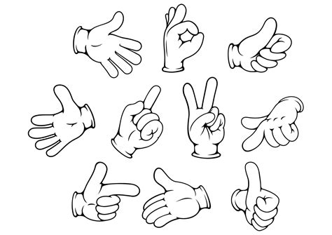 Cartoon hand gestures set 11230796 Vector Art at Vecteezy