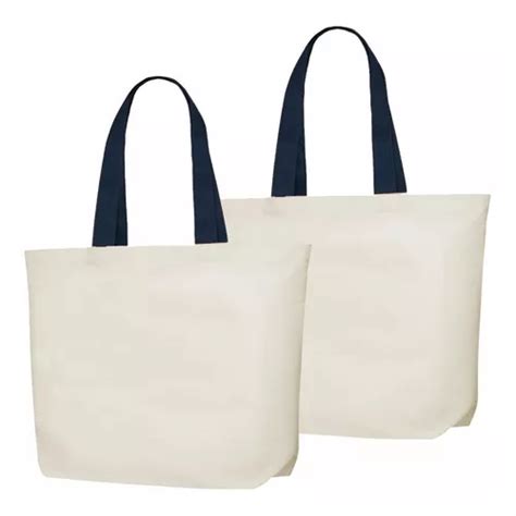 Ecobag Sacola De Lona 46x40x10cm Kit 2peças Alça Marinho