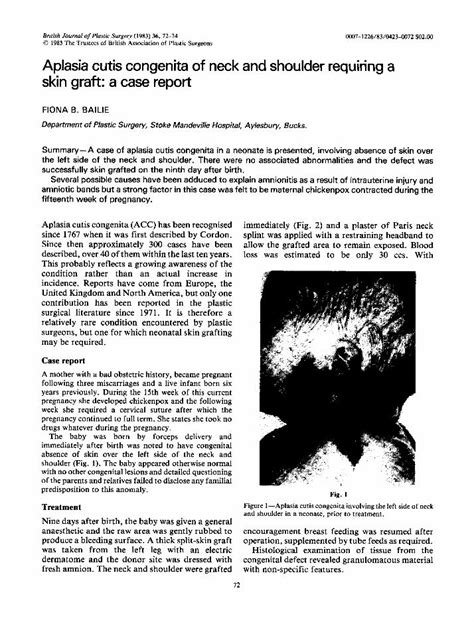 PDF Aplasia Cutis Congenita Of Neck And Shoulder Requiring A Skin