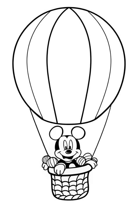 Mickey Mouse Hot Air Balloon Coloring Page Free Printable