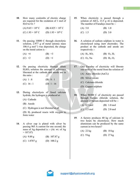 Solution Electrochemistry Practice Sheet Studypool