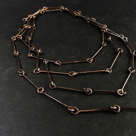 Long Copper Necklace Handmade Copper Chain Link Necklace Rustic