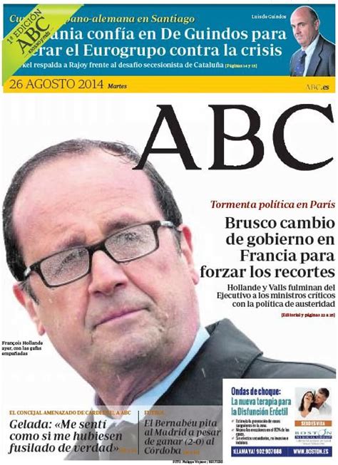 La Portada De ABC Del Martes 26 De Agosto August 26 August Days Of