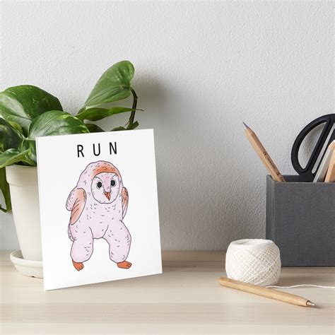 "Running Owl Meme" Art Board Print by feannaart | Redbubble