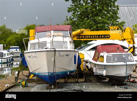 Boatyard River Scenes Norfolk Broads England Uk Stock Photo Alamy